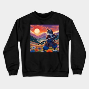 Samurai Cat Ukiyo-e Crewneck Sweatshirt